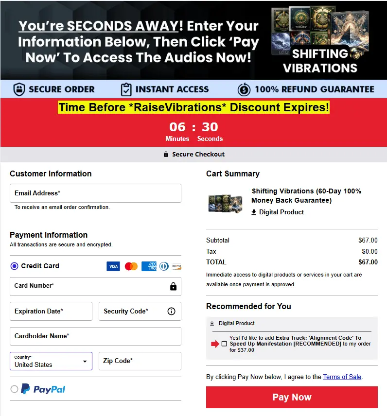 Shifting Vibrations Checkout Page
